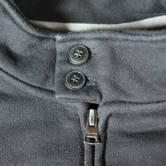 Roots Canada Jacket Mens 2XL Black Full Zip Mock Neck Cotton Moto Casual - Picture 2 of 9